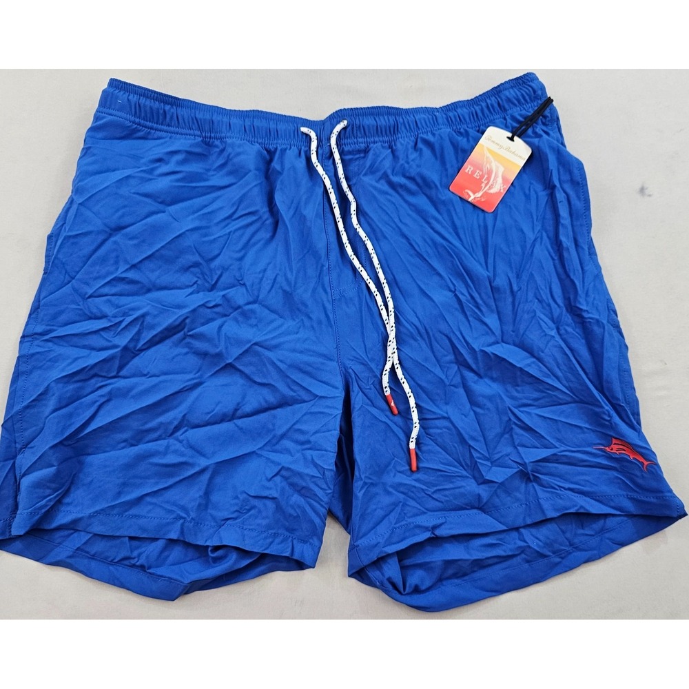Tommy Bahama Relax Mens XL Swim Trunks Royal Blue Red Logo Pockets NEW